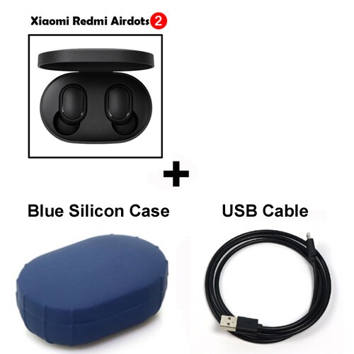 Xiaomi Redmi Airdots earphone 2 TWS Stereo Wireless earphone Voice control Bluetooth 5.0 Noise reduction Tap Control: Add Cable Blue Case