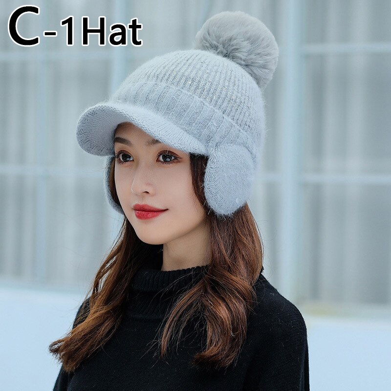 Bonnet Skullies tricoté pour femme, bonnet épais et , couvre-chef de unisexe, ensemble d'équitation en plein air, hiver: C