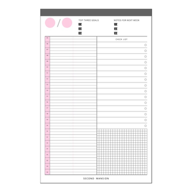 60 ark daglig plan / tidsplan / ugentlig desktopplan bogbog memo notesblok teerbare noter bogplan papir papirvarer: Design 2 as billede
