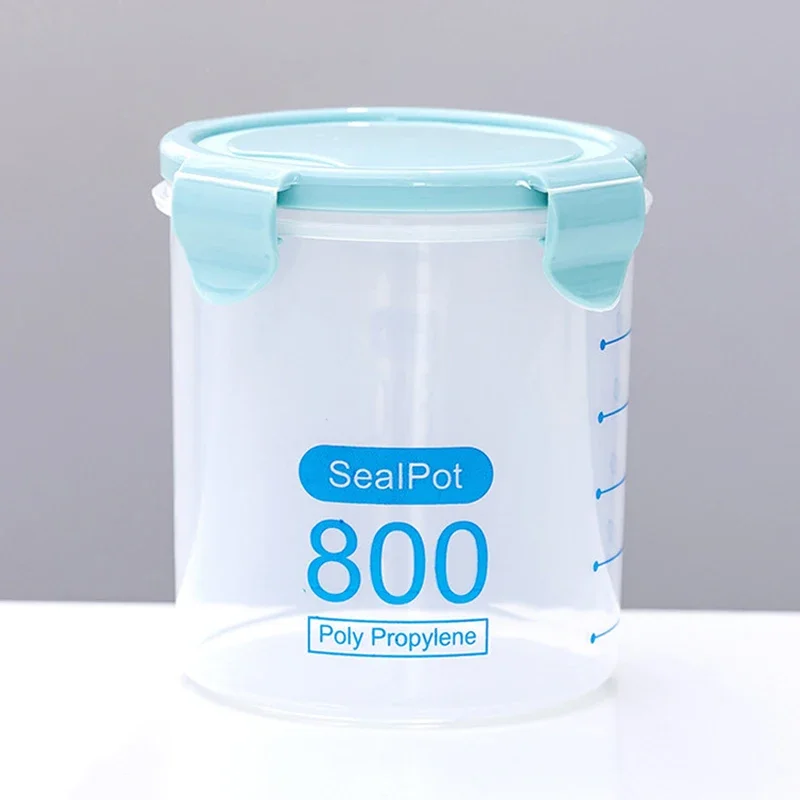 Botes de almacenamiento de alimentos de cocina con escala, organizador multigrano, tarro sellado, lata de plástico a prueba de humedad, tanque de almacenamiento hermético: Chocolate