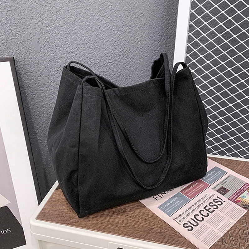 SaYoc Corduroy Totes Bag Dames - Schouder Hobo Bag Handtassen Crossbody Tas Grote Capaciteit Winkelportemonnees, Canvas Tote Bag Voor Vrouwen, Zwart
