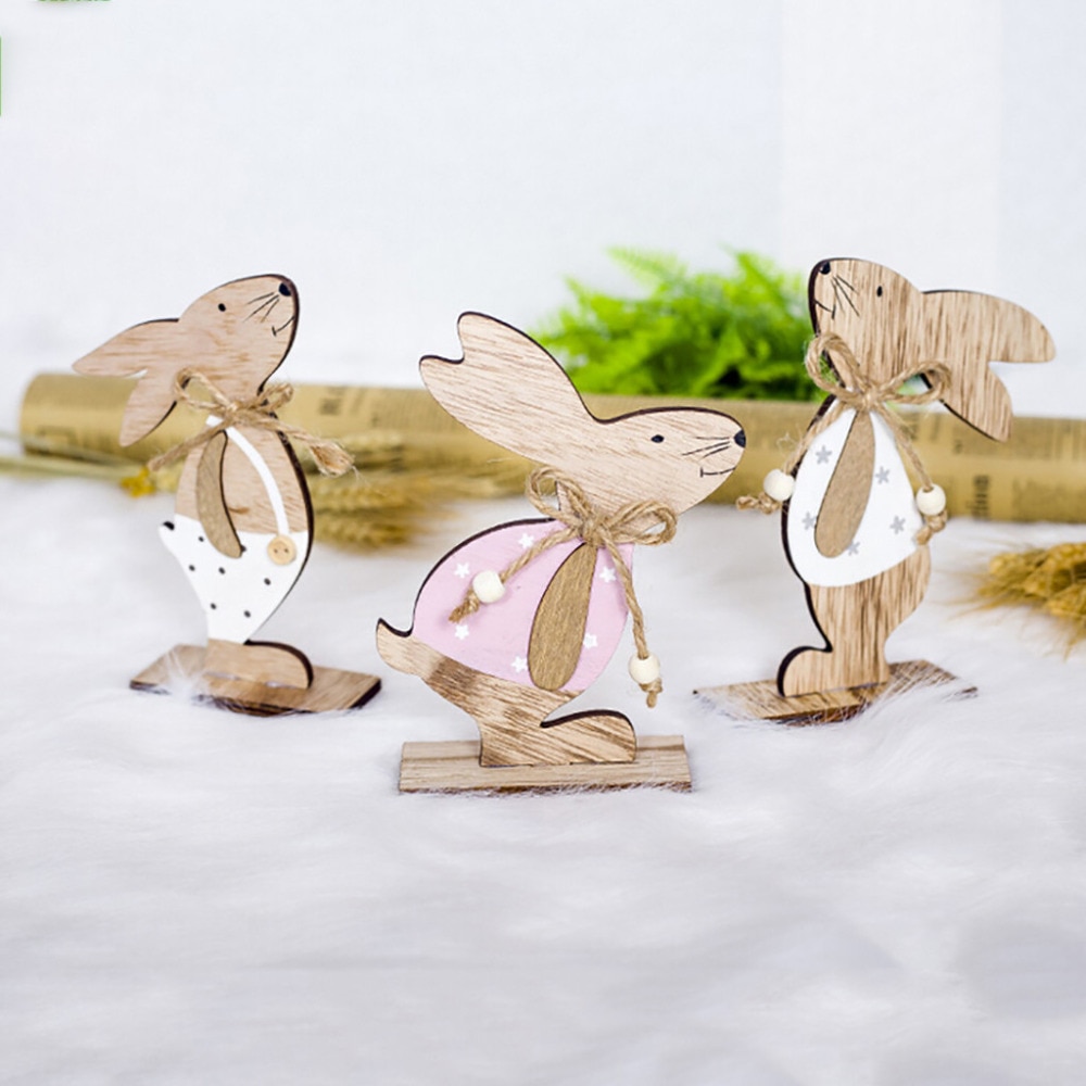 Houten Pasen Ei Voor Pasen Party Ornament Diy Bunny Brief Ei Rack Konijn Patroon Pasen Decoratie Voor Thuis Pasen