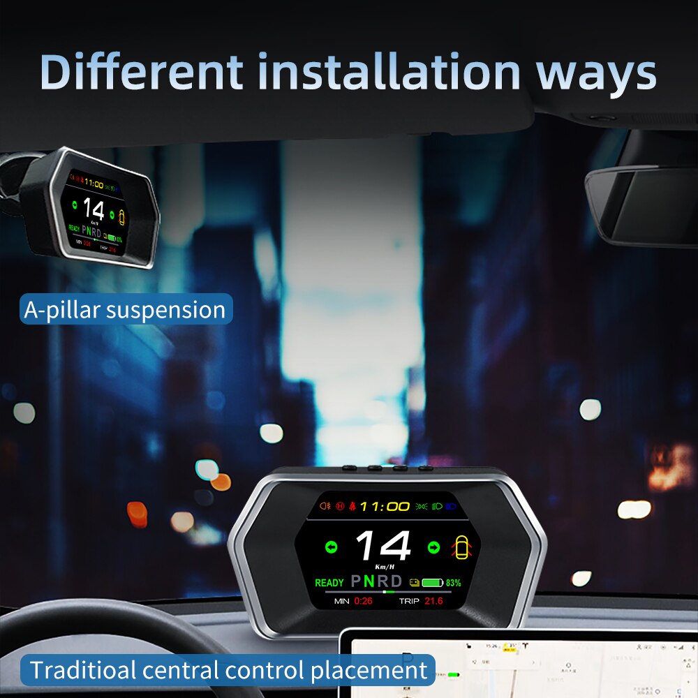 T17 Head Up Display Auto Display Smart Auto Hud Gauge Speed Indicator Licht Prompt Veiligheid Alarm Rijden Tijd Voor Tesla model 3