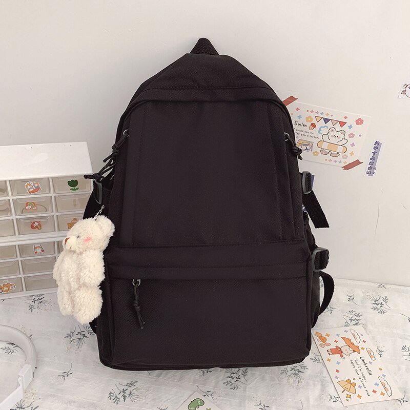 HOCODO Hochschule Schüler Damen Nette Rucksack Laptop Rucksack Freizeit Nylon Bagpack Schule Taschen Neue Reisetasche Für Teenager: Schwarz