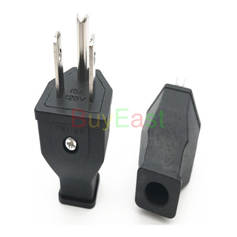 5 x NEMA 5-15P Plug US Grounded Power DIY Rewireable Plug 250V-15A