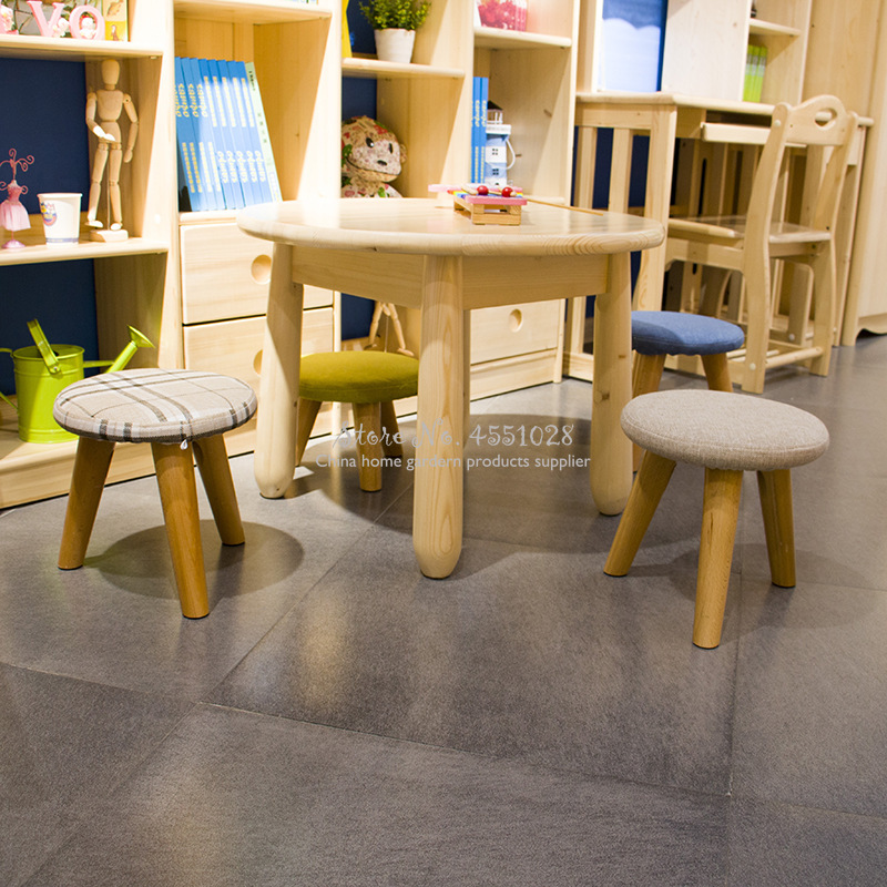 Simple and Stylish Solid Color Stool Household Wood Shoes Stool Round Cute Childrens Stool 29x29x30cm Dotomy Kids Stool