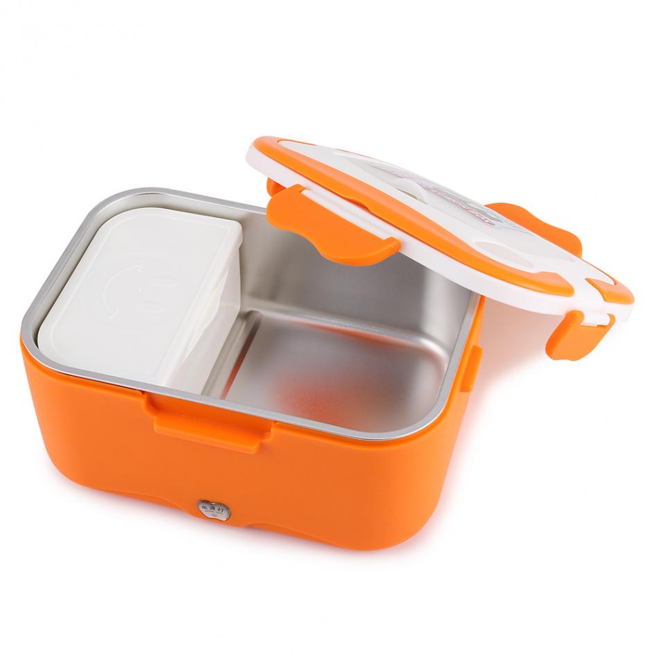1.5l elektriska lunchboxar bärbara 12v/24v bilar elektriska uppvärmning lunchbox mat för resande box lunchbox för barn: Orange 12v