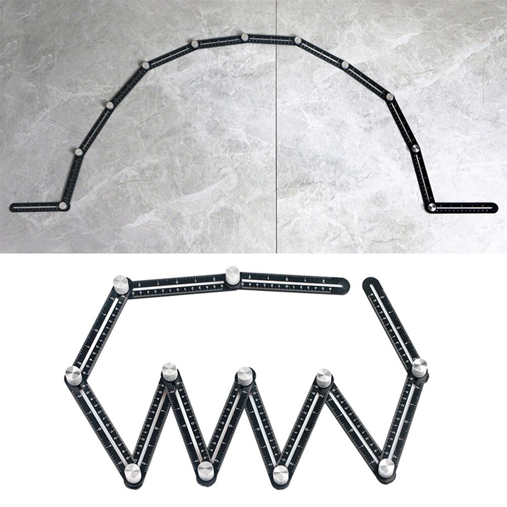 Multifunction Folding Ruler Adjustable Ruler Multiangle Measuring Ruler Many Angle Template Scale 12 Folding Four-Sided Ruler