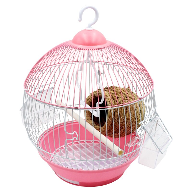 Round Bird Cage With Feeder Full Set Plastic Bird House Cage Bird Carrier For Small Birds All-Round Ventilation Can Be Detached