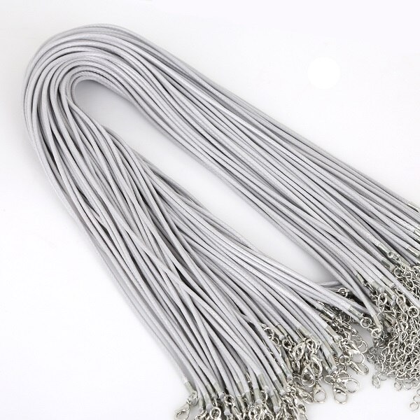 2mm 10 stks/partij Handgemaakte Verstelbare Gevlochten Touw voor Kettingen & Hanger Charms Bevindingen Karabijn String Koord DIY 45 cm + 5 cm: Grey