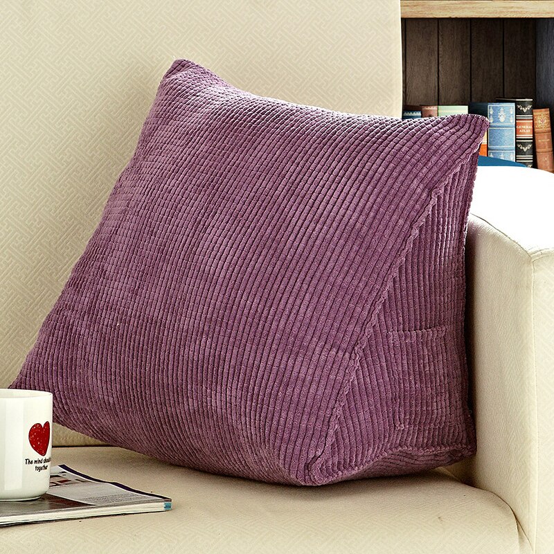 Sängläskudde mjuk trekantig stor ryggkudde för säng soffa bäddsoffa kudde tvättbar ryggstödskudde för säng: Lila / 60 x 50 x 30cm
