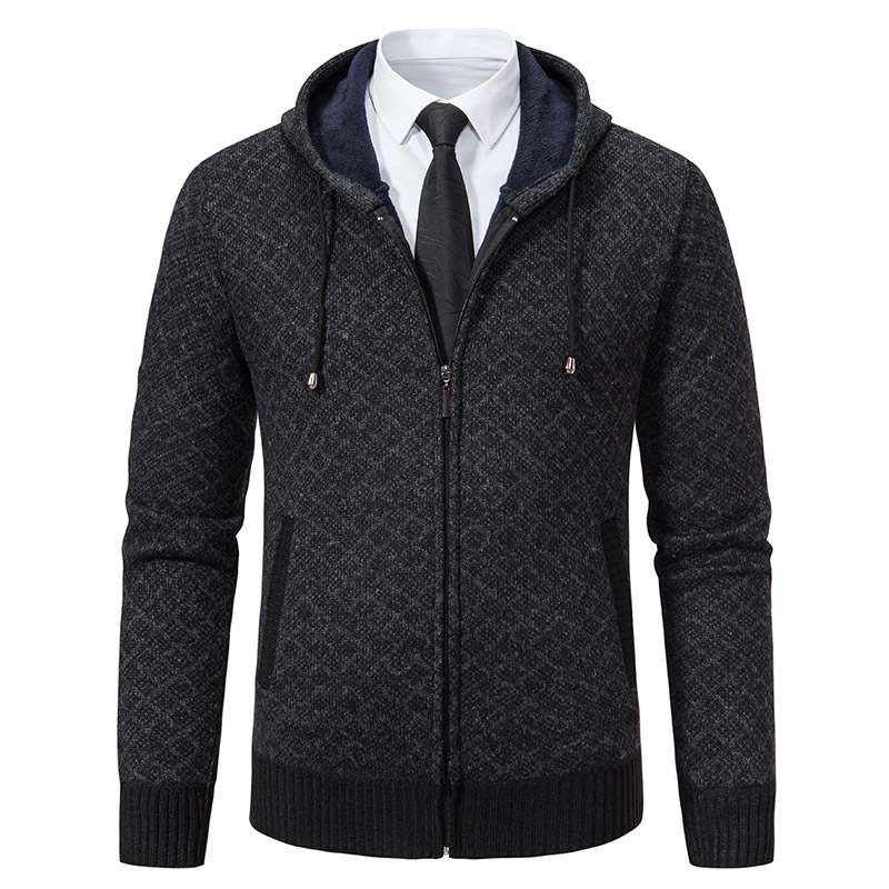 Heren Vest Herfst Winter Trui Pluche Gebreide Kleding Vintage Jas Plaid Hoodies Koreaanse Elegante Man Truien: XXXL / Black