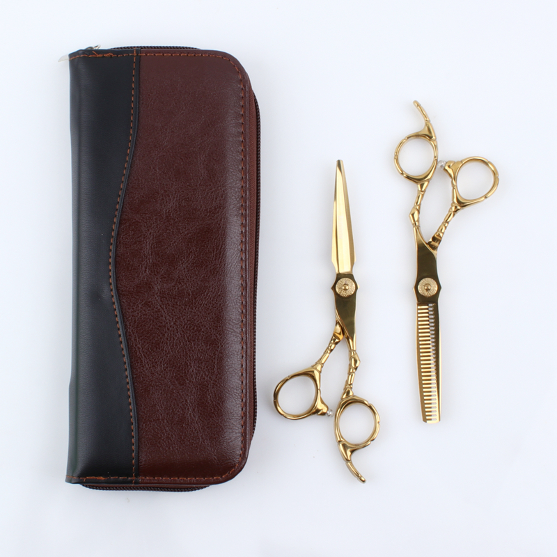 Brainbow 6' Hair Scissors 6cr13 Super Hairdressing Barber Scissors Thinning Cutting Shears Haircut Hair Style Tools: set1-leather case