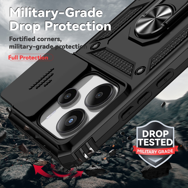 Para Xiaomi Redmi Note 14 4G funda con soporte de anillo armadura a prueba de golpes Coque para Redmy Note14 4G cubierta protectora de lente