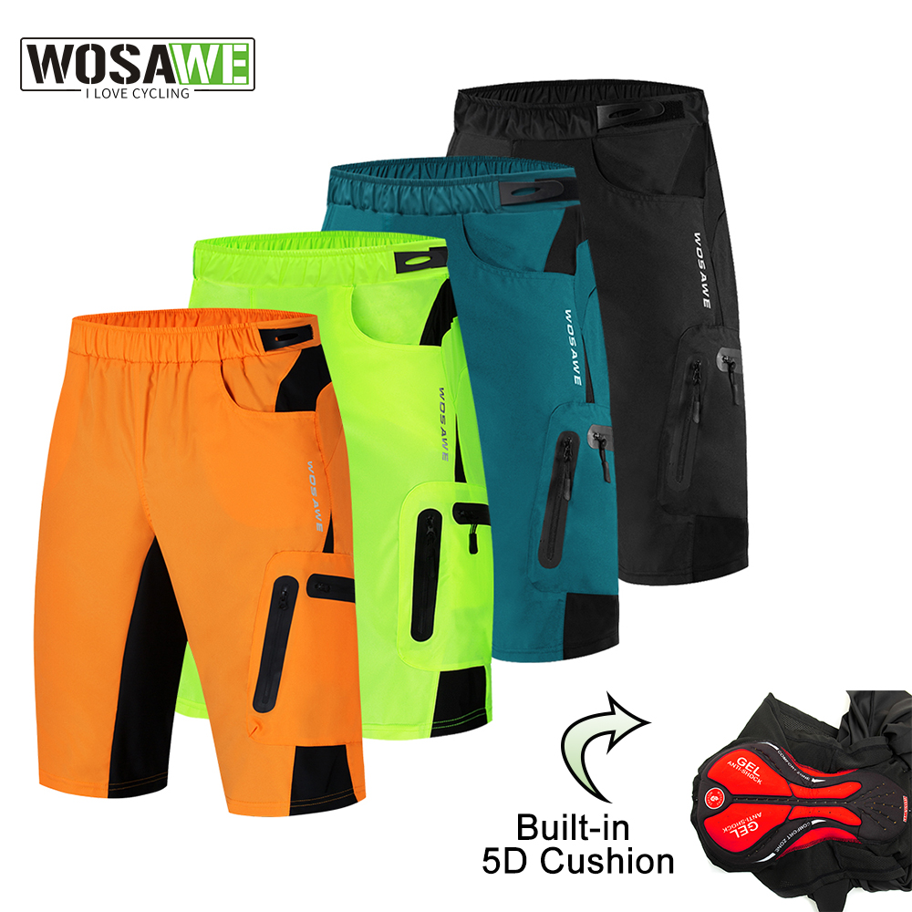 WOSAWE Heren Fietsbroek Mountainbike Schokbestendig 5D Gewatteerde Shorts Lichtgewicht Loose Fit MTB Fietsbroek Rijbroek