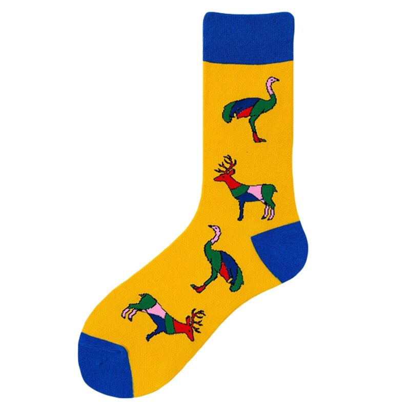 Bomuld unisex sport sokker fashionable harajuku farverige sjove print tegneserie mønster kjole sokker: C-struds