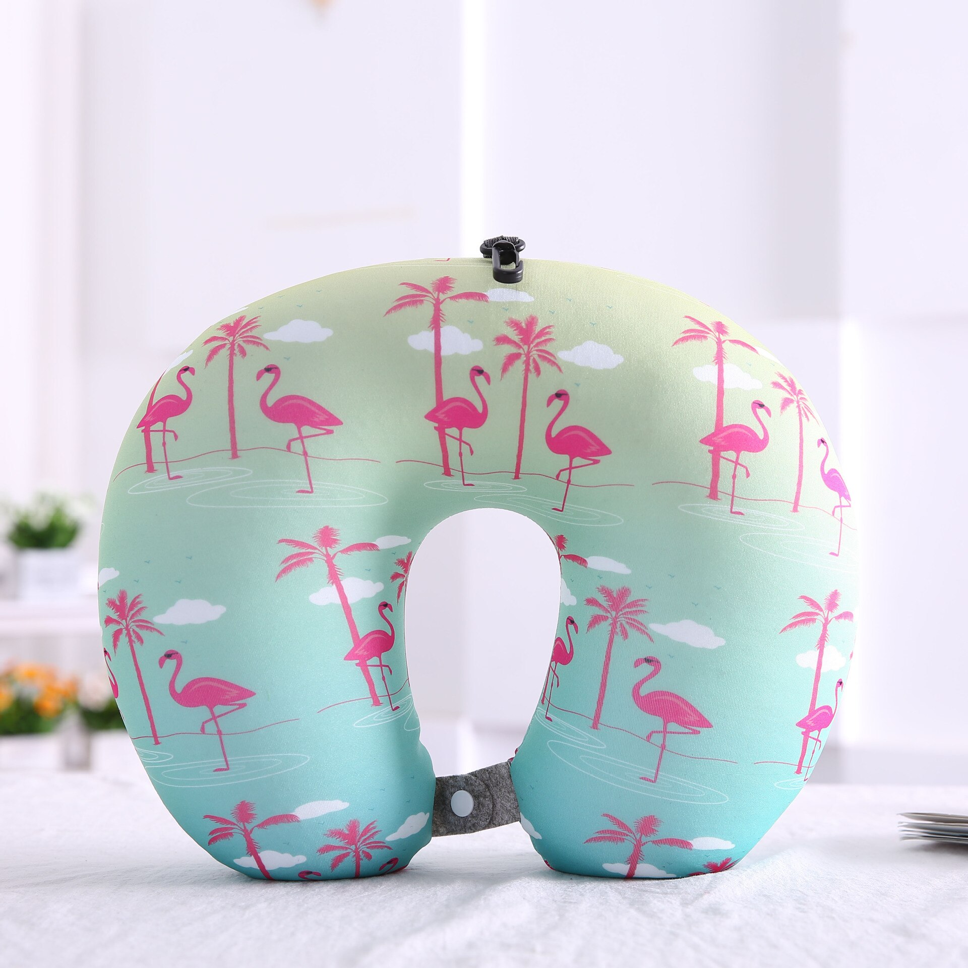 Flamingo U Shaped Travel Pillow Particles Neck Pillow Animal Printing Car Headres Super Soft Comfortable Pilow 32*32CM 1Pcs: COLOR 3