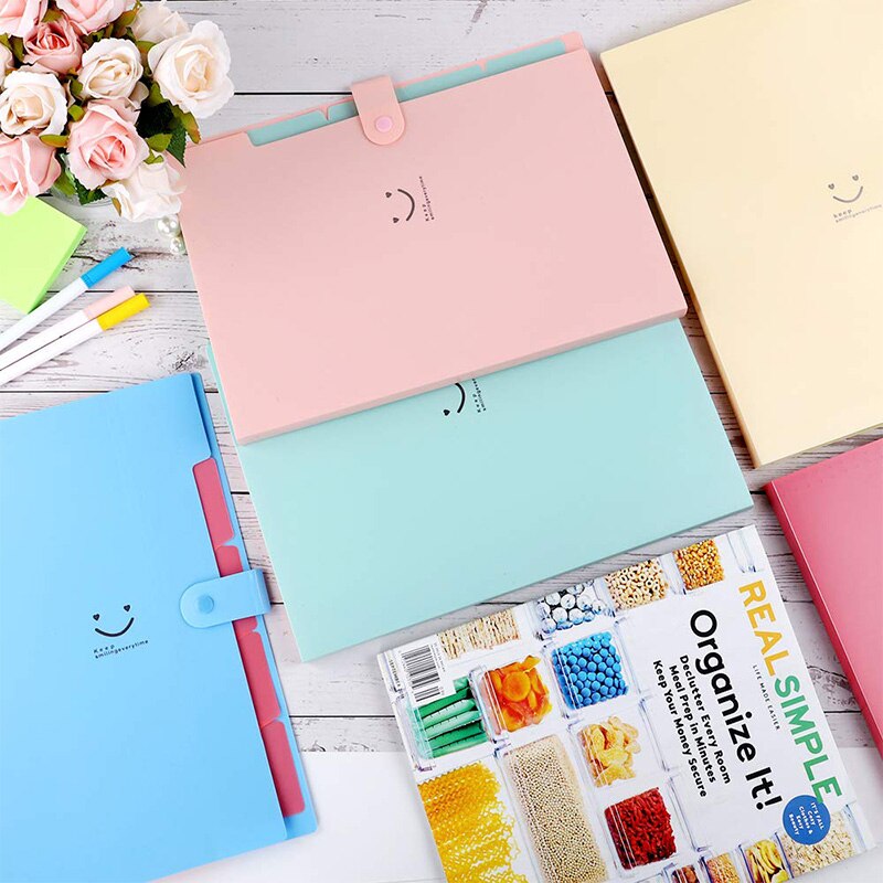 8Pcs Ausbau Datei Ordner, 5 taschen A4 Brief Größe Snap Verschluss Kunststoff Akkordeon Dokument Veranstalter für Schule und Offic
