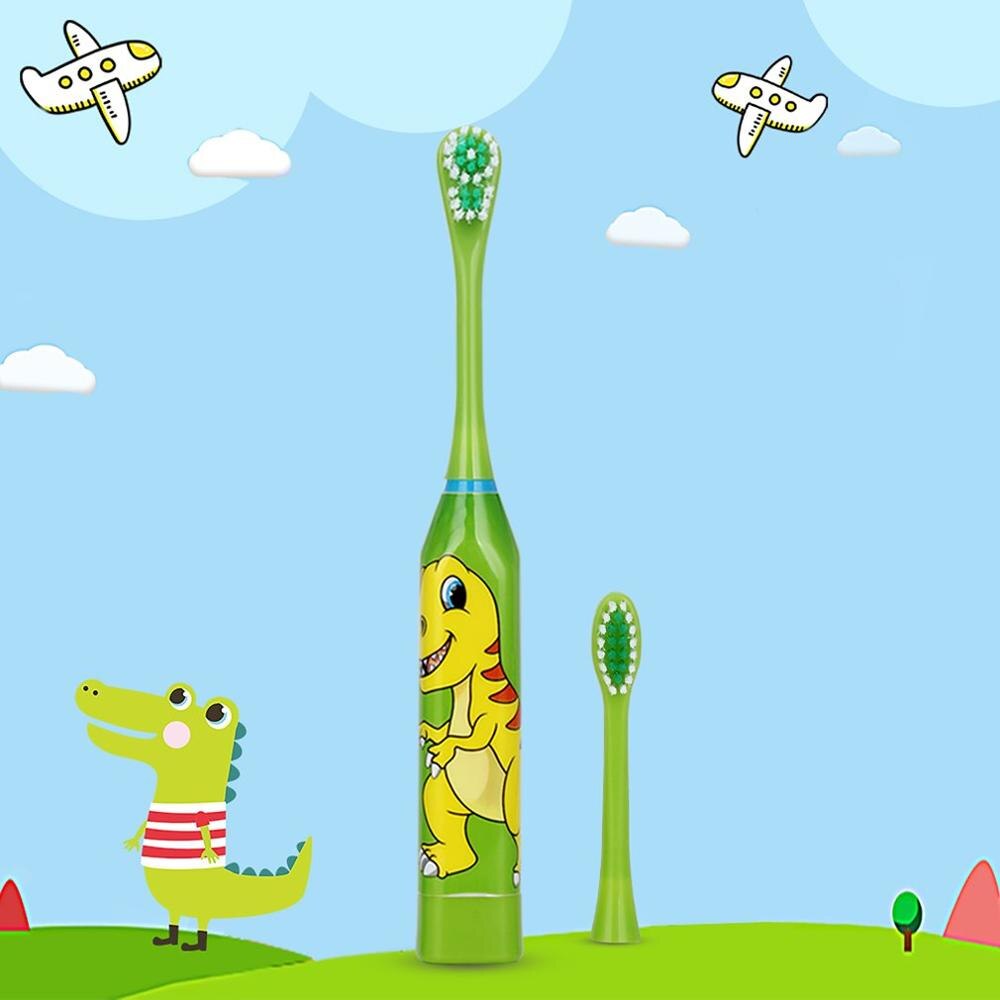 Elektrische kindertandenborstel, kindertandenborstel, peutertandenborstel, dubbelzijdige tandenborstelkoppen met 2 stuks kop, cartoonpatroon