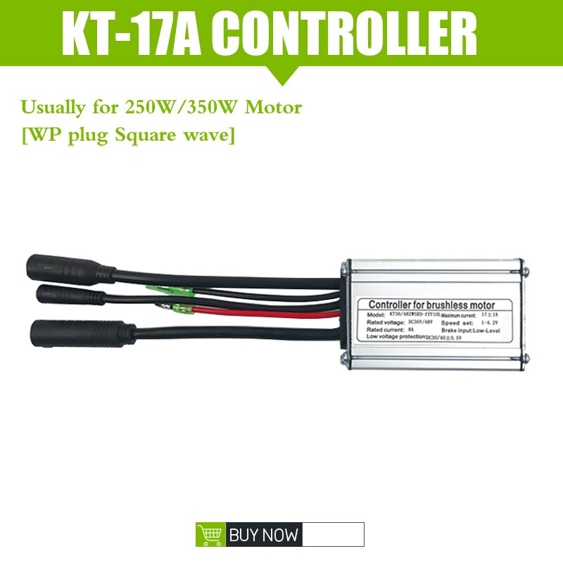 Elektrische Fiets Controller Kt 17A 36V48V 250W 350W 6 Mosfet Borstelloze Motor Controller Met Licht Functie Voor Conversie kit: 17A WP plug