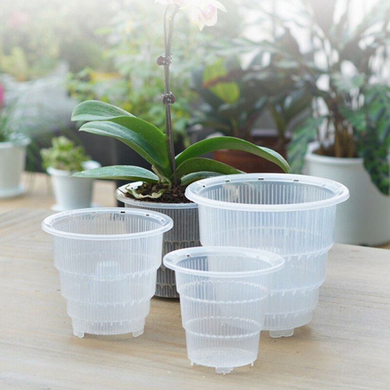 Clear Plastic Orchidee Potten Met Gaten Transparante Bloempot Succulente Vlezige Container Tuin 2