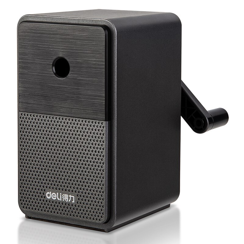 Deli-afilador de lápices modelo clásico para diferentes tamaños de punta, hoja de larga duración, papelería escolar, afiladores de manivela manual: Black