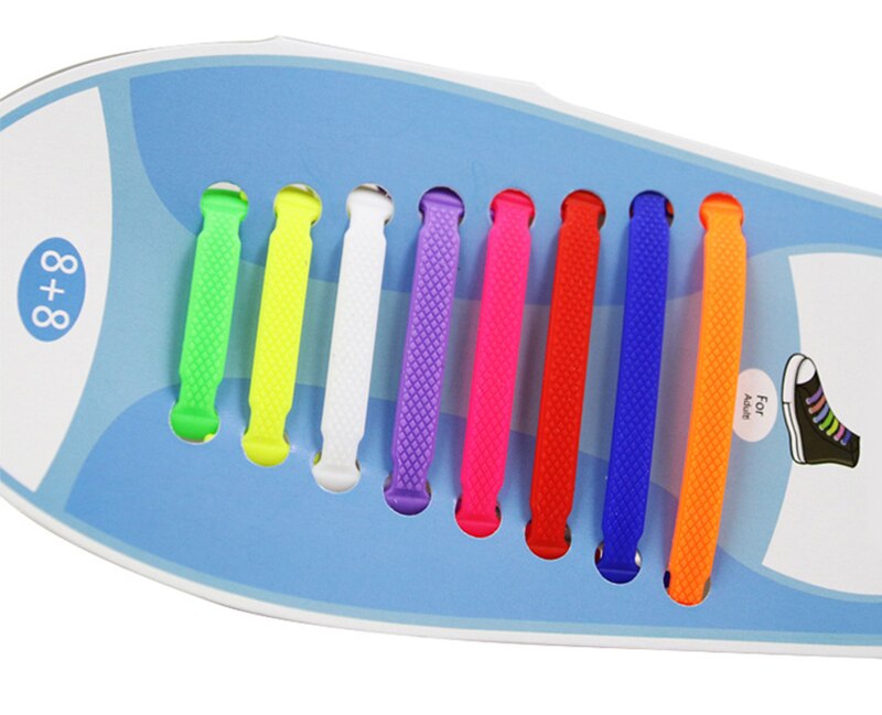 16 teile/satz Elastische Silikon Schnürsenkel Kreative Faul Silikon Laufende Keine Krawatte Gummi Spitze Schuhe Zubehör für mann frauen unisex
