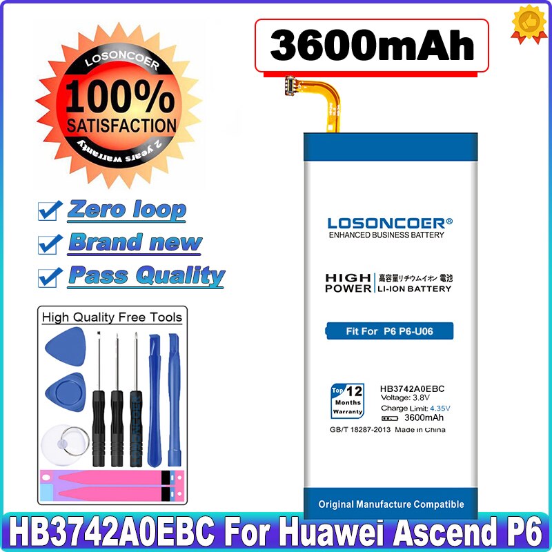 4650mAh HB3742A0EBC HB3447A9EBW HB3543B4EBW para Huawei Ascend P7 batería P7-L07 L09 L10 P6 P6-U06 P6-T00 G6 P8 UL00 CL00 TL00