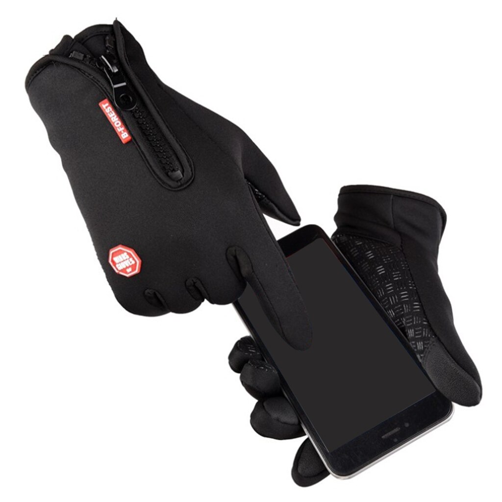 Mannen Fiets Handschoenen Thermische Fleece Volledige Vinger Handschoen Touchscreen Ski Mitten Motorrijden Camping Wandelen
