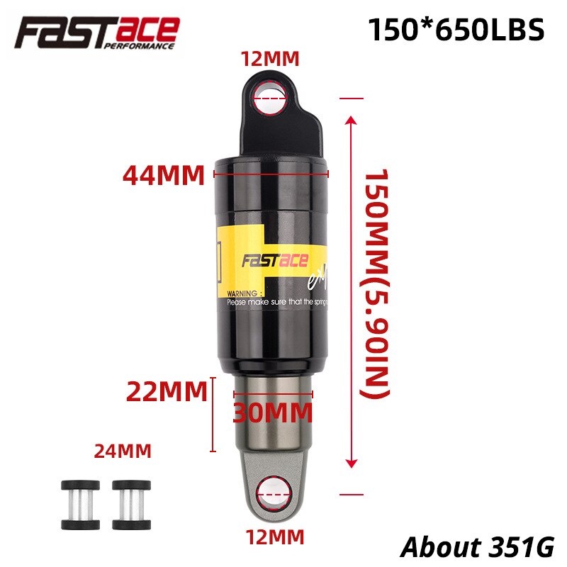 FasTace – amortisseur arrière à ressort d&#39;huile pour vélo, 125 /150/ 165/ 185mm, pour voiture électrique, motoneige, vtt, neige: 150x650LBS