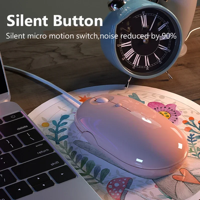 Ergonomiczna mysz do gier Przewodowa mysz komputerowa USB Myszy optyczne Magic Silent Mause For PC Gamer Laptop Pink Girl Gift Office