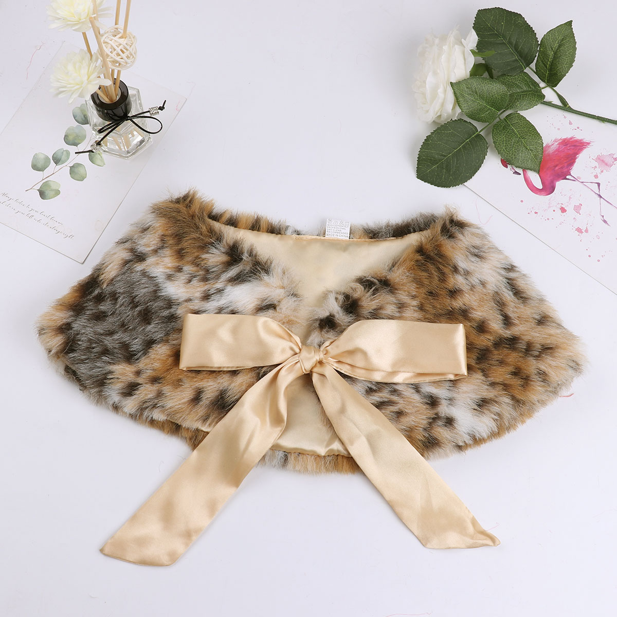 Giacca da bambina bolero in pelliccia sintetica per bambini: leopardo Print
