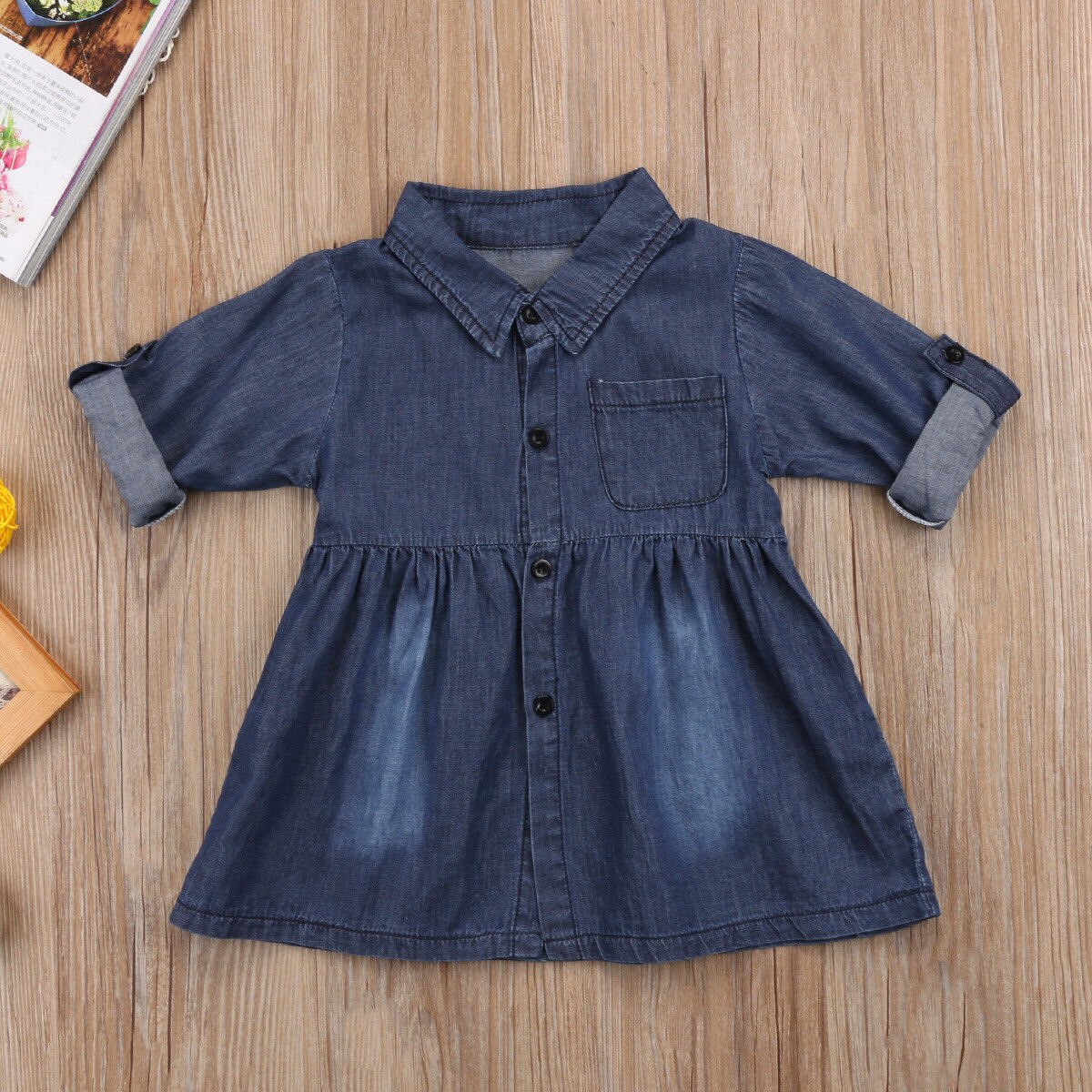 Merk peuter baby kinderen baby meisjes kind casual denim jurk feest bruiloft wedstrijd jurken lange mouwen mini jurk 1-5t: 18m