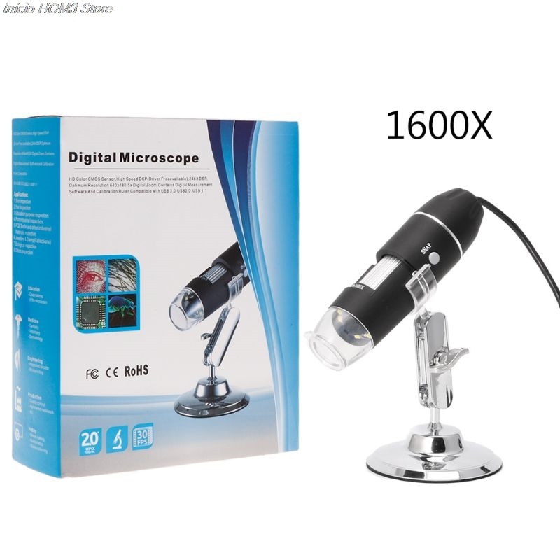 1600x usb digitalt mikroskop kamera endoskop 8 led forstørrelsesglas med metalstativ