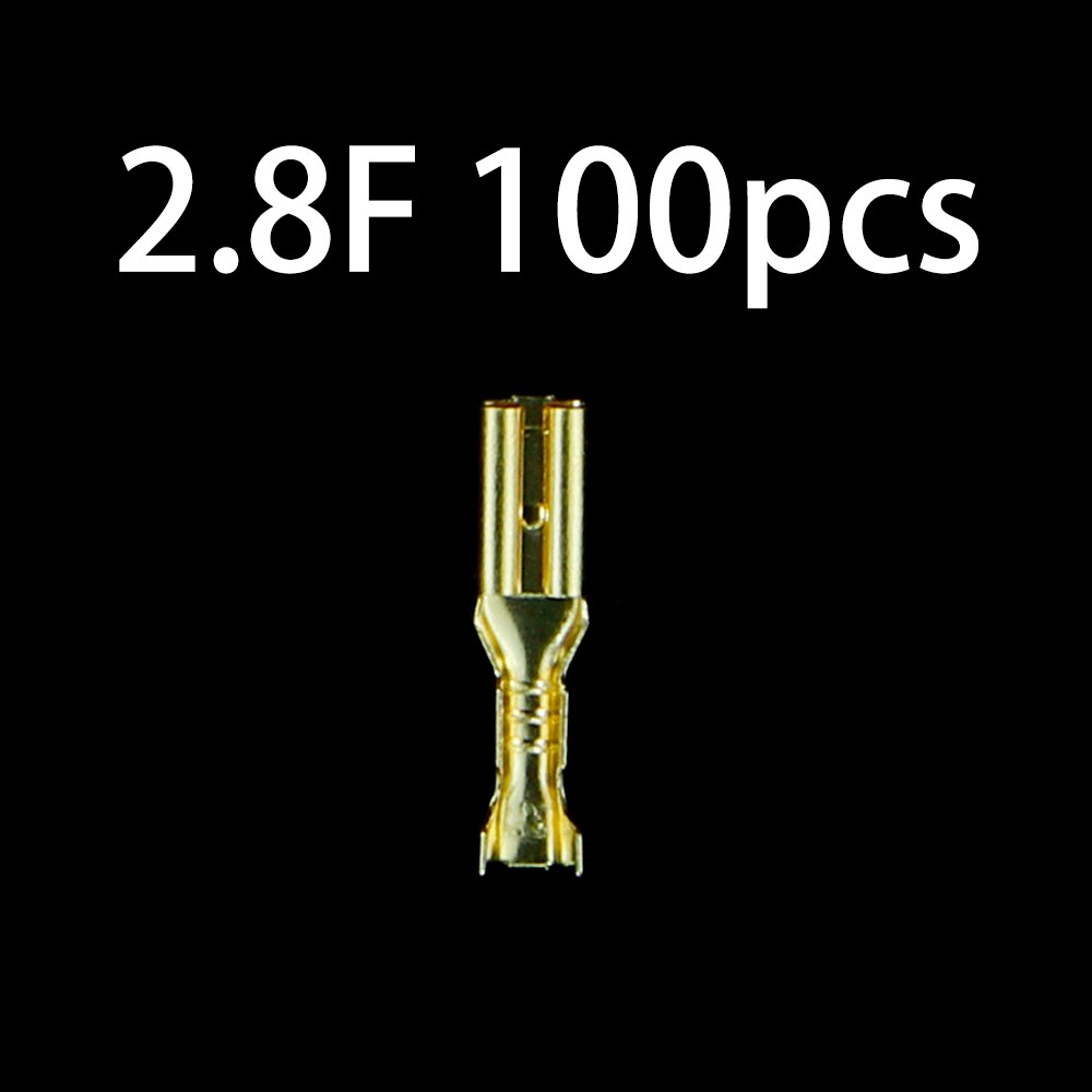 2.8/4.8/6.3Mm Golden Geïsoleerde Wire Crimp Terminal Universele Wond Connector Plug Voorjaar Insert Quick En Eenvoudige terminal Schede: 2.8F 100PCS J