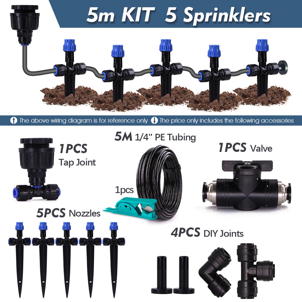 1/4" Tuinirrigatiebesproeiingssysteem Druppelaar met 8 gaten 180 ° Bend Verstelbare Sprinkler Quick Push Slip Lock Outdoor Drip Sproeiers: Bordeaux