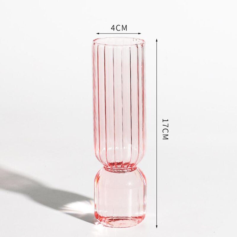 Vase en verre de décoration intérieure, Vase en cristal, plantes hydroponiques modernes, frais européens pour mariages, événements, fêtes créatives: 5- pink