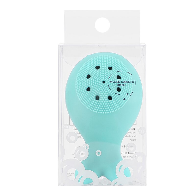 1pcs Silicone Small Whale Wash Brush Whale Cleansing Brush Cleansing Instrument Clean Nose Brush Cleansing Tool: Green(box)