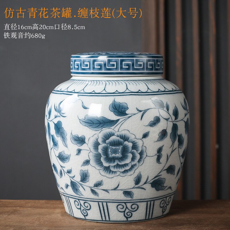 Klassieke Bloem Landschap Theebus Keramische Opslag Pot Met Deksel Grote Capaciteit Thuis Snoep Moer Koffieboon Verzegelde Opslag jar: I-large