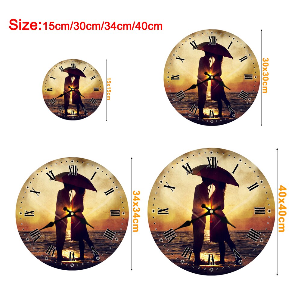 RIHE-Reloj de pared de cartón de madera con Vintage, accesorio con de Rosa y flores, estilo Retro europeo, cafetería y Chic de oficina en casa para decoración, 40CM