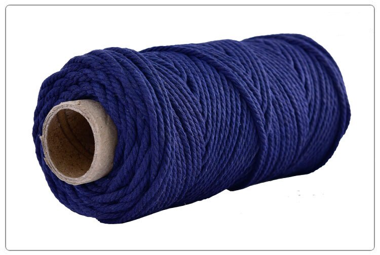 4mm 100%  bomuldssnor farverig reb ledning beige snoet håndværk macrame snor gør-det-selv bryllup hjem tekstil dekorative forsyning 100m: Dyb blå