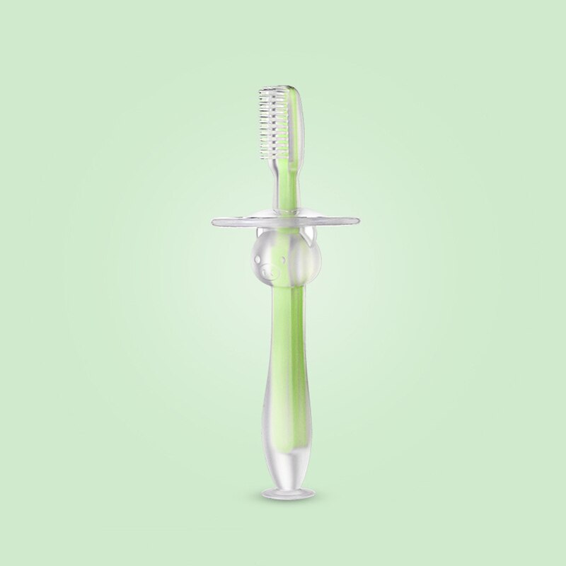 Children's Soft Silicone Training Toothbrush Children's Teeth Oral Care Toothbrush Tool Stand Suction Cup Baby Toothbrush: 03