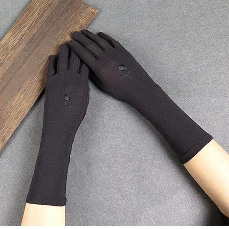 Gants d&#39;étiquette pour femmes, mi-longs, fins, élastiques, brodés, protection solaire, accessoires de conduite de voiture, été
