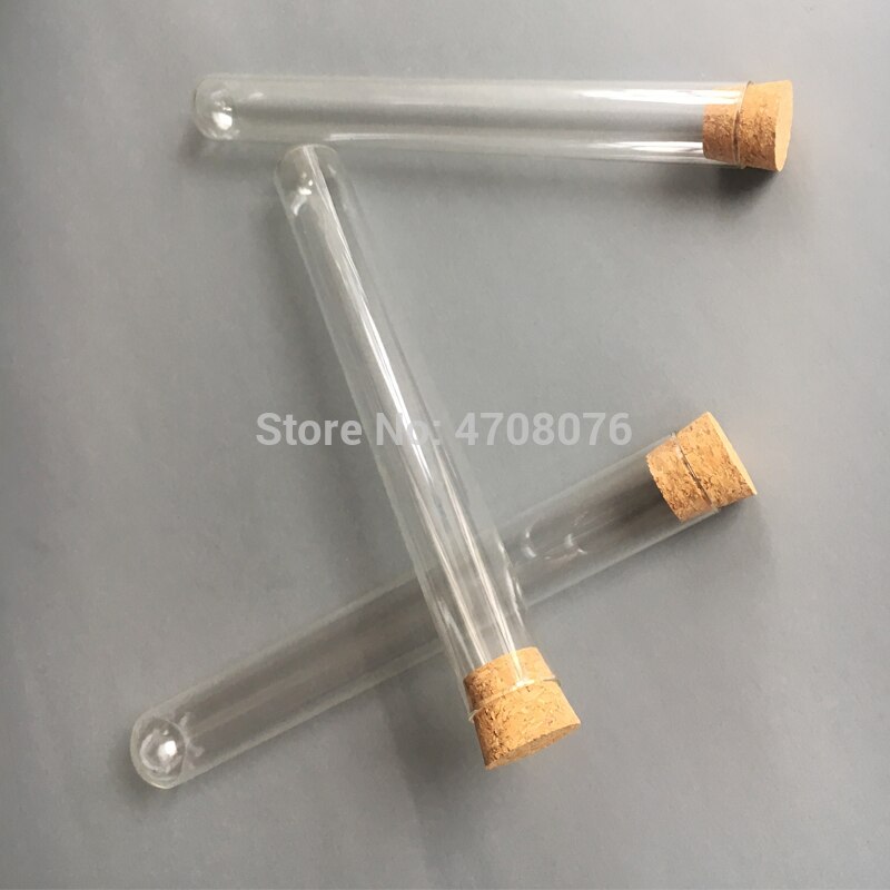 25*200mm 30pcs/lot Pyrex test tube With Cork Stopper Borosilicate transparent lab test tube round bottom plain end blowing glass