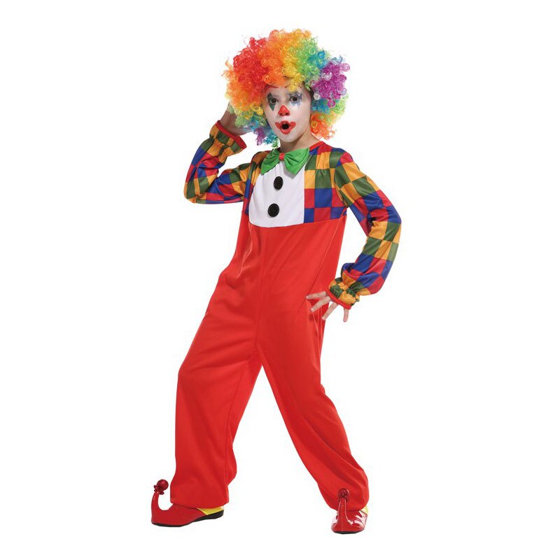 Barn barn stygg färg rutig röda byxor clown kostym för pojkar halloween purim karneval fest maskerad mardi gras outfit