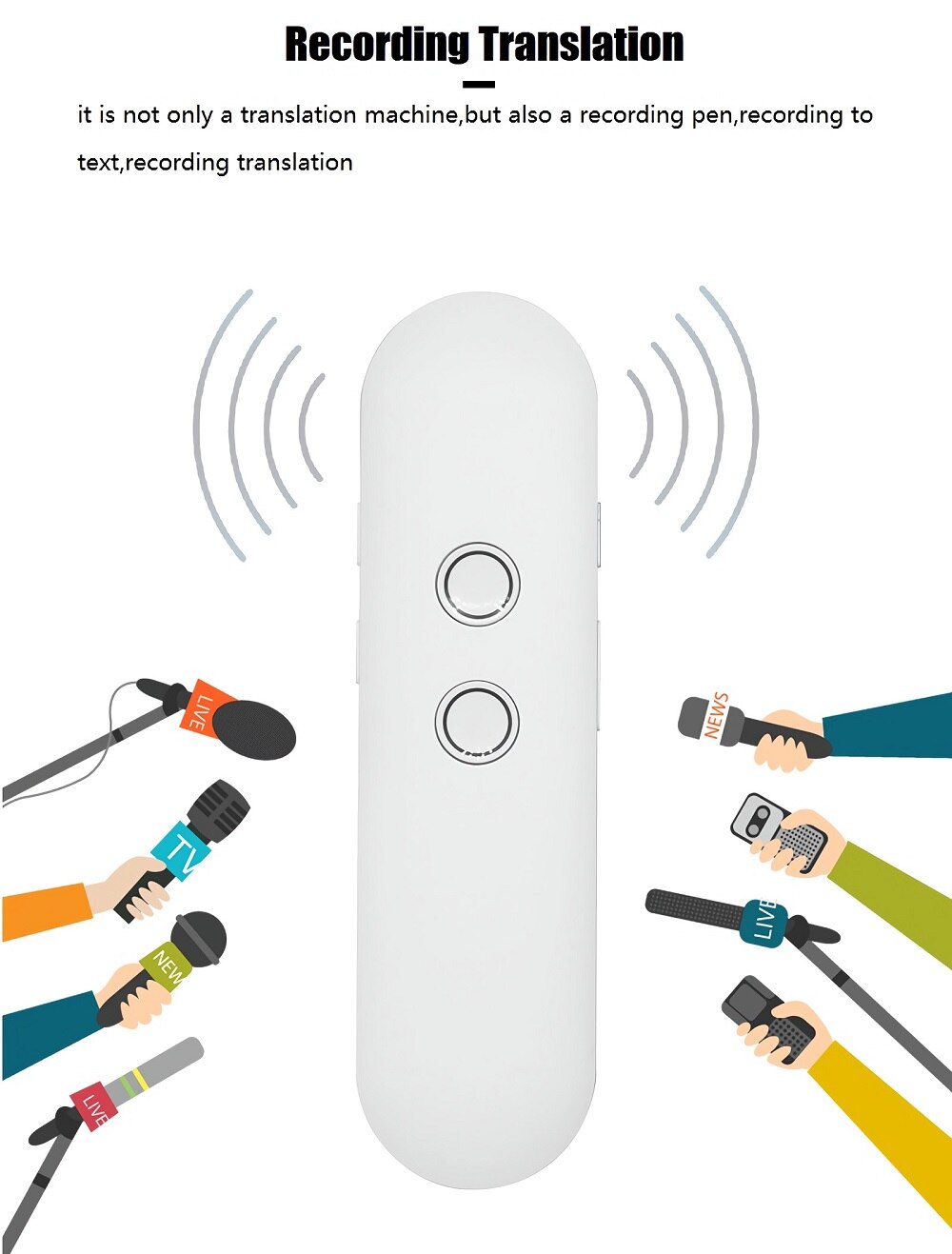 Mini traductor de voz T4 instantáneo, en tiempo Real, dos vías, Bluetooth, 42 idiomas, traducción para viajes de negocios, venta