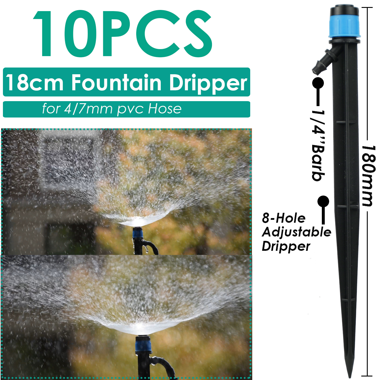 Kesla 15 Pcs Tuin Watering Druppelbuis Sprinkler Verneveling Nozzle Op Stake Druppelaar Invoegen Grond Fit 4/7 Mm slang Kas: Licht Geel