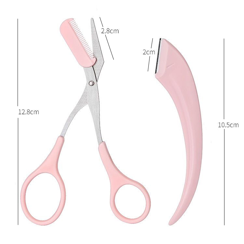 El más cuchillo para recortar cejas, maquinilla de afeitar para la cara para mujeres, tijeras profesionales para cejas, peine, recortador de cejas, raspador, accesorios