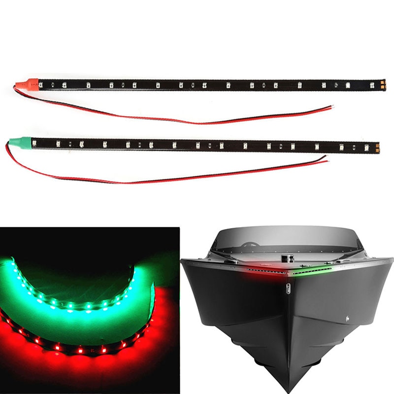 2pcs 12 "Red & Green LED Navigatie Decoratieve Strip Licht Waterdichte Auto Marine Boot Flexibele Sfeer Lamp strips