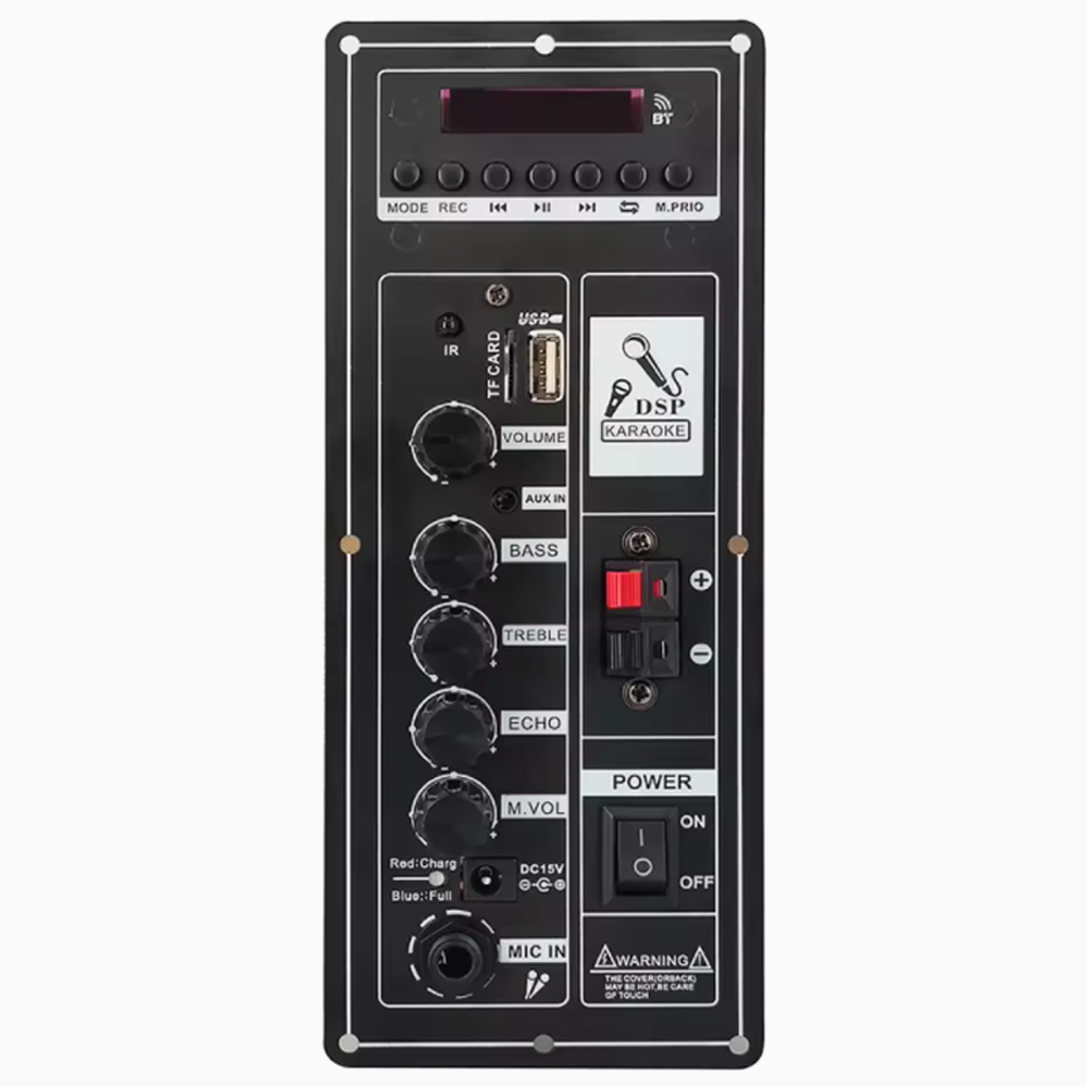12V Amplifier Board Square Dance Speaker Amplifier Bluetooth AUX TF-Card U-Disk Recording 6-12Inch Speaker 100W Panel Board: Silver